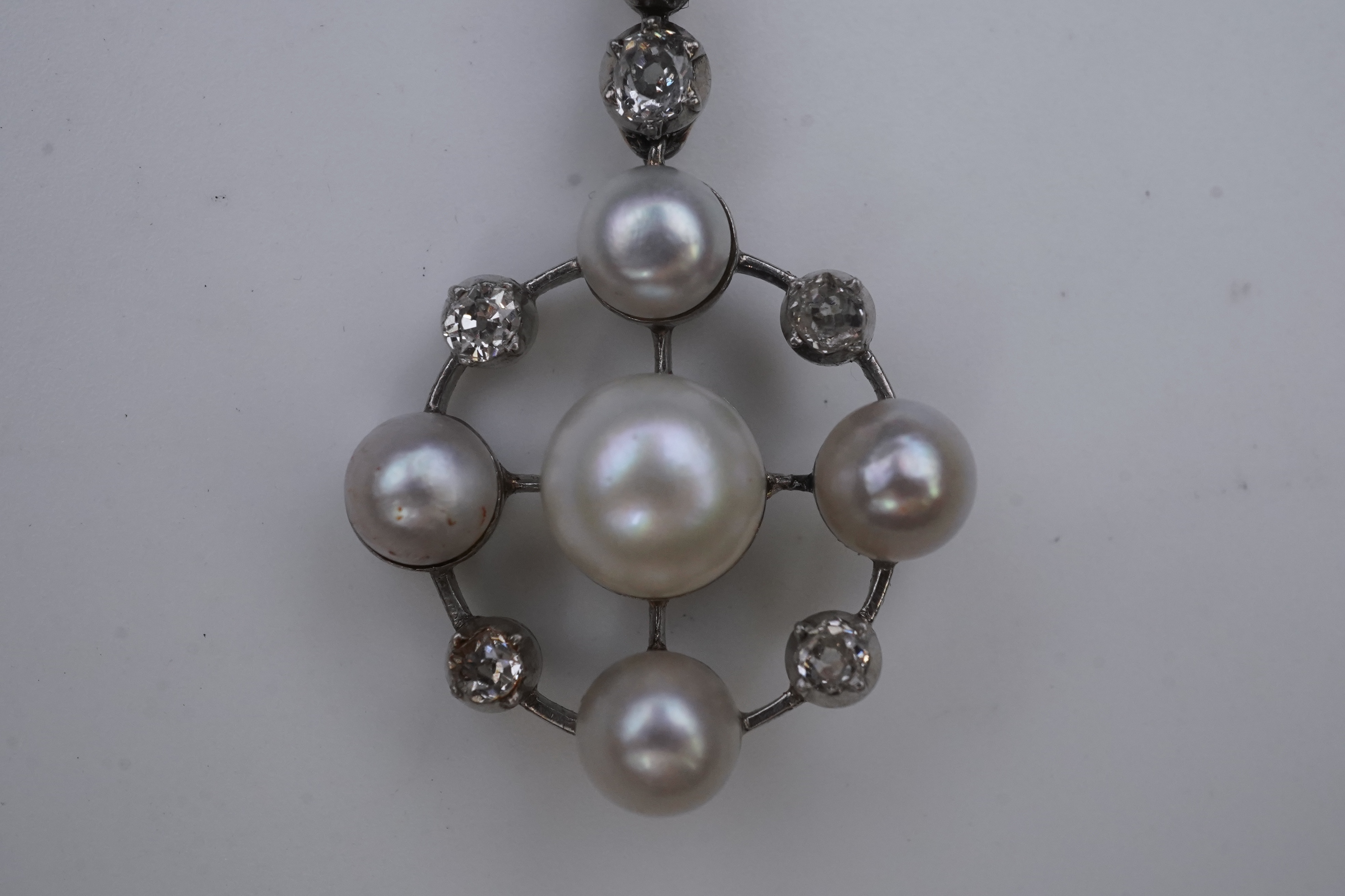 A pearl and diamond pendant, early 20th century